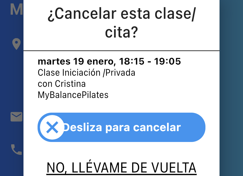 Instala la APP de tus clases de pilates  y cancela tus clases con un click cada vez que no puedas asistir....